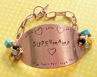 CUSTOM PERSONALIZED Copper Bracelet & Bead Embellishments, Choose Your Word Stamped Jewelry, Handmade Gifts for Her, Unique Gifts Under 50