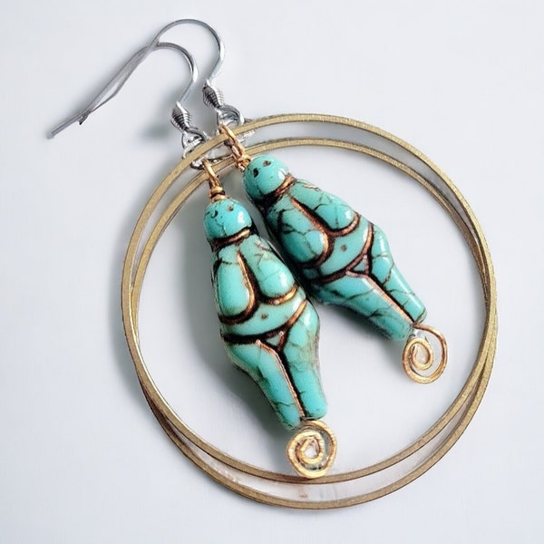 Goddess Earrings, Boho Goddess Jewelry, Czech Glass Earrings, Dangle Earrings, Gift for Pagan Goddess Bead Earrings, Goddess Gift for Her