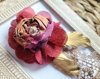 Boho Flower Headband, Dry Flower Vintage Style Headband, Wedding Bridal Hair Accessory, Photo Prop, Reclaimed Silk Flower Hairpiece, Cosplay