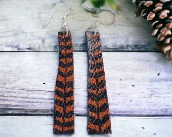 Black and Terracotta Painted Leather Earrings, Sustainable Gift for Daughter, Upcycled Leather Accessories, Birthday Gift for Greek Friend