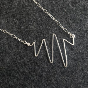 Heartbeat Necklace, Sterling Silver Heartbeat Pendant, Mother&#39;s Day Gift, Memento Gift, Gift for Nurse, Gift for Doctor, EKG Necklace