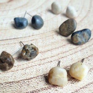 Natural Rock Earrings Rock Studs for Men, Stud Earrings Nature Gift for Her Under 20, Unisex Jewelry Handmade Gifts for Him Stocking Stuffer