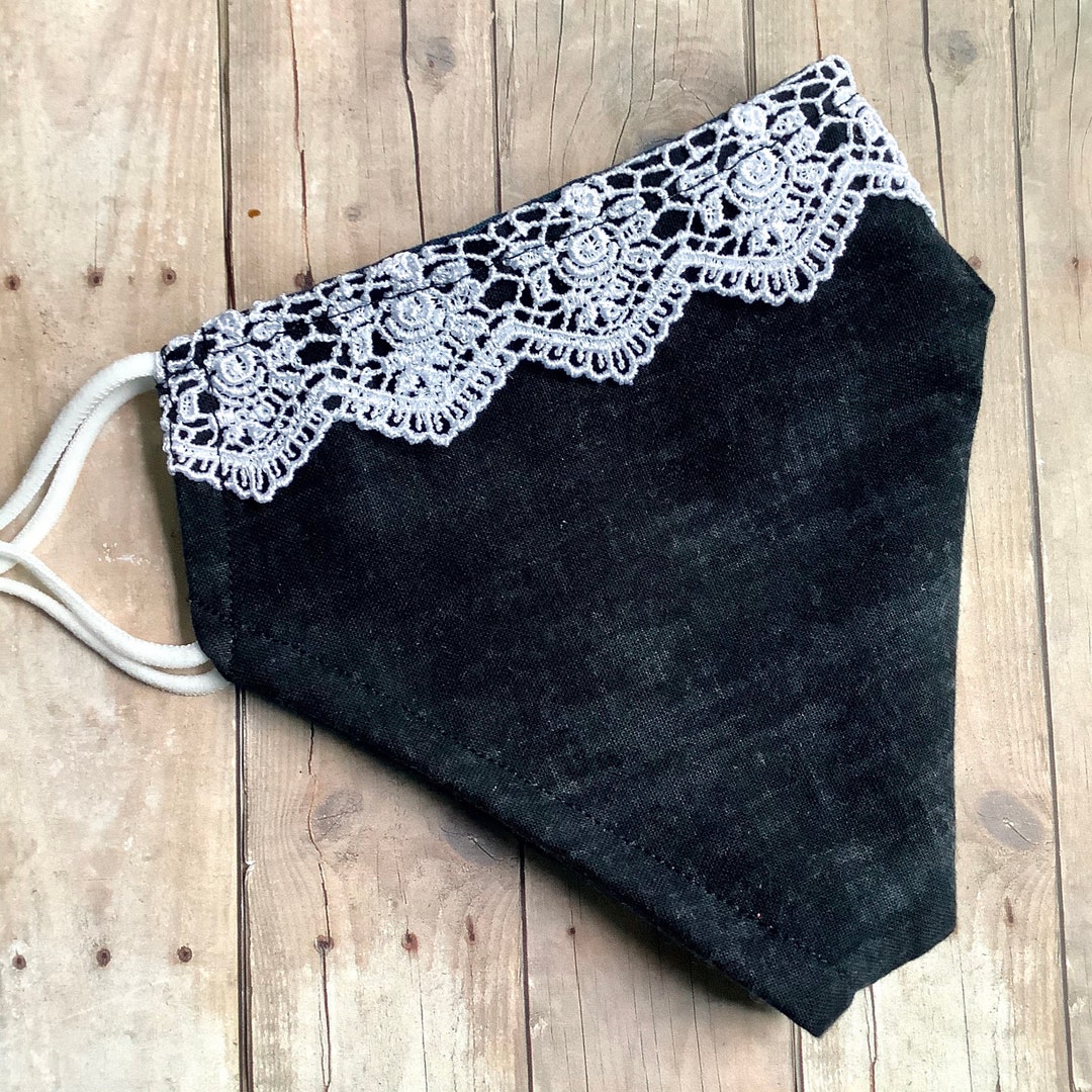 RBG Collar Face Mask With Lace Ruth Bader Ginsburg Dissent Etsy