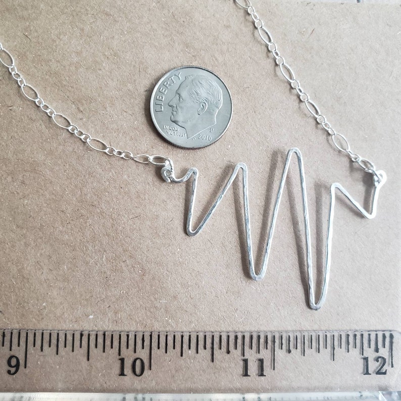 Heartbeat Necklace, Sterling Silver Heartbeat Pendant, Mother's Day Gift, Memento Gift, Gift for Nurse, Gift for Doctor, EKG Necklace image 4