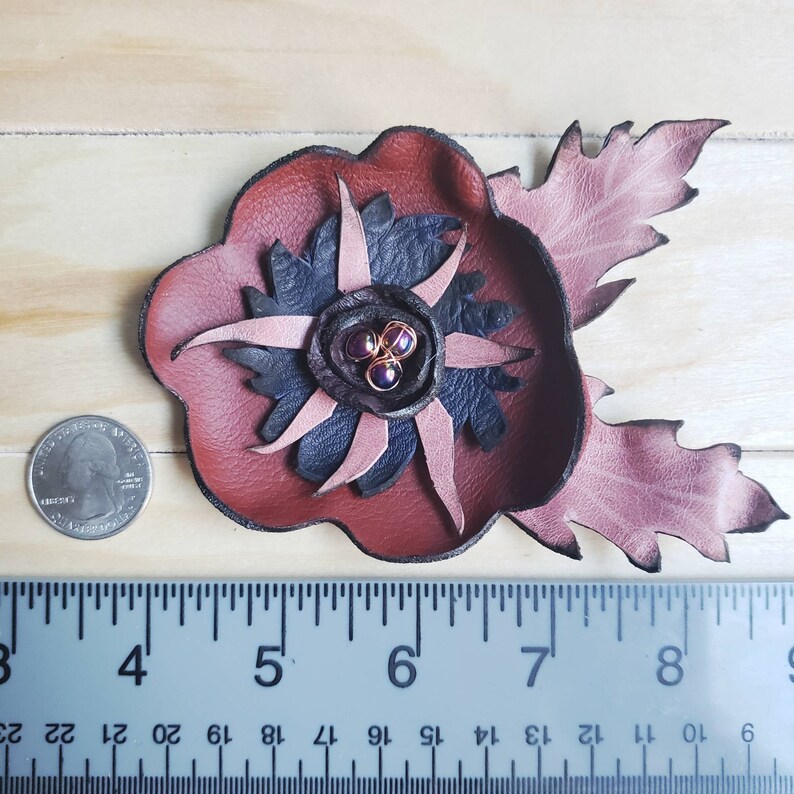 Vintage Style Headband Hair Piece Leather Hair Flower Flower Clip Boho Hair Clip Boho Style Hair Flower Brooch Reclaimed Leather