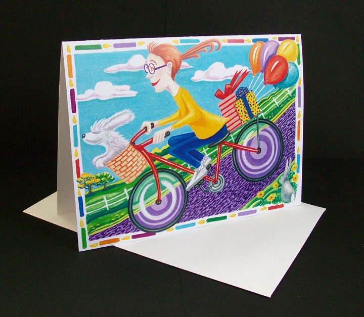 Special Delivery Blank Birthday Card Card for Her Card for Bicycler