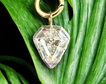 Georgian Victorian Style Shield Cut Diamond Paste Cubic Zirconia Pendant Charm