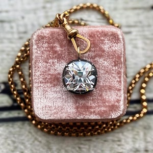 Georgian Victorian Style Antique Cushion Old Mine Cut Diamond Paste Cubic Zirconia Pendant Charms