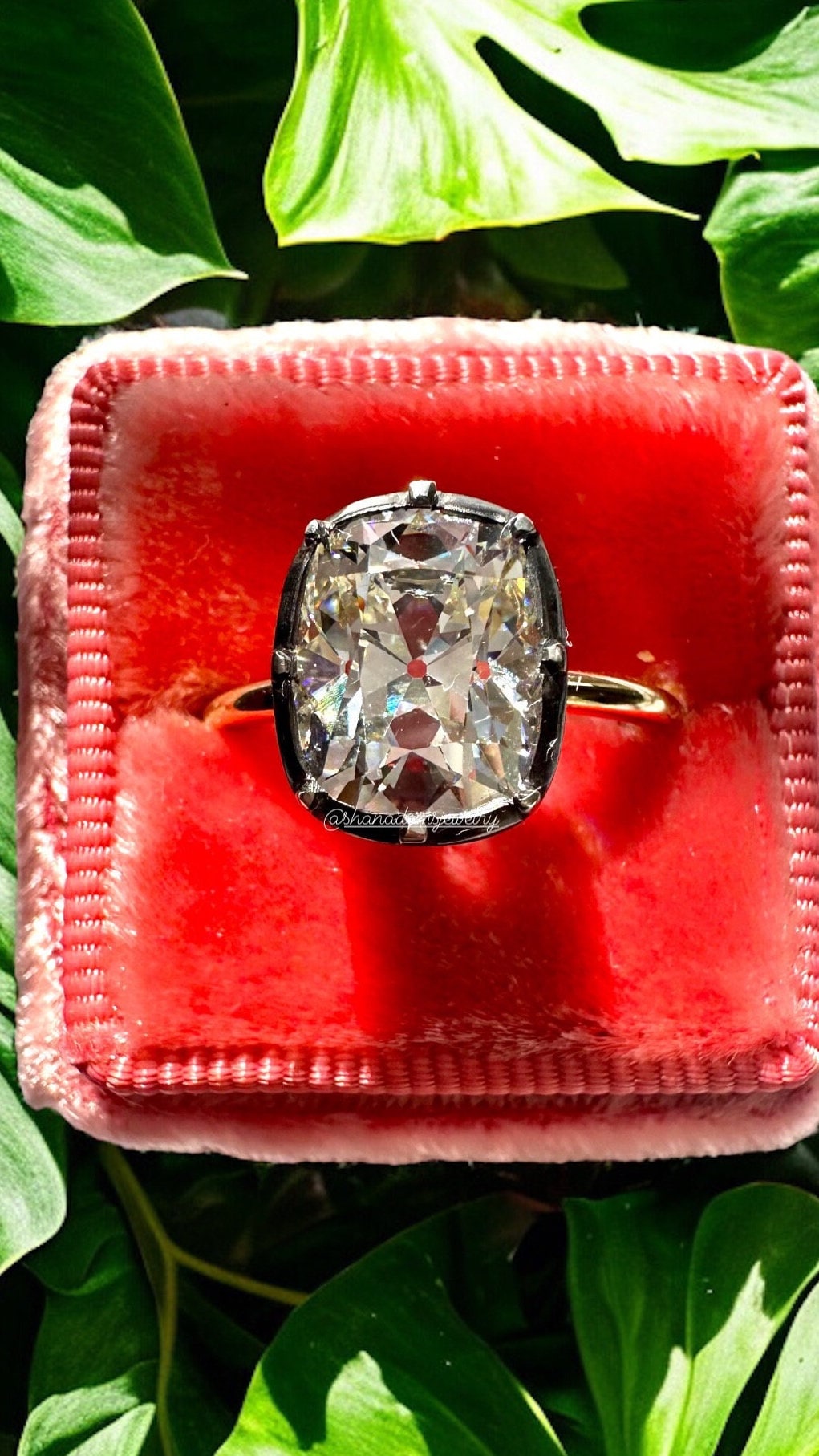 Georgian Victorian Style Engagement Ring: Old Mine Cushion Cut CZ