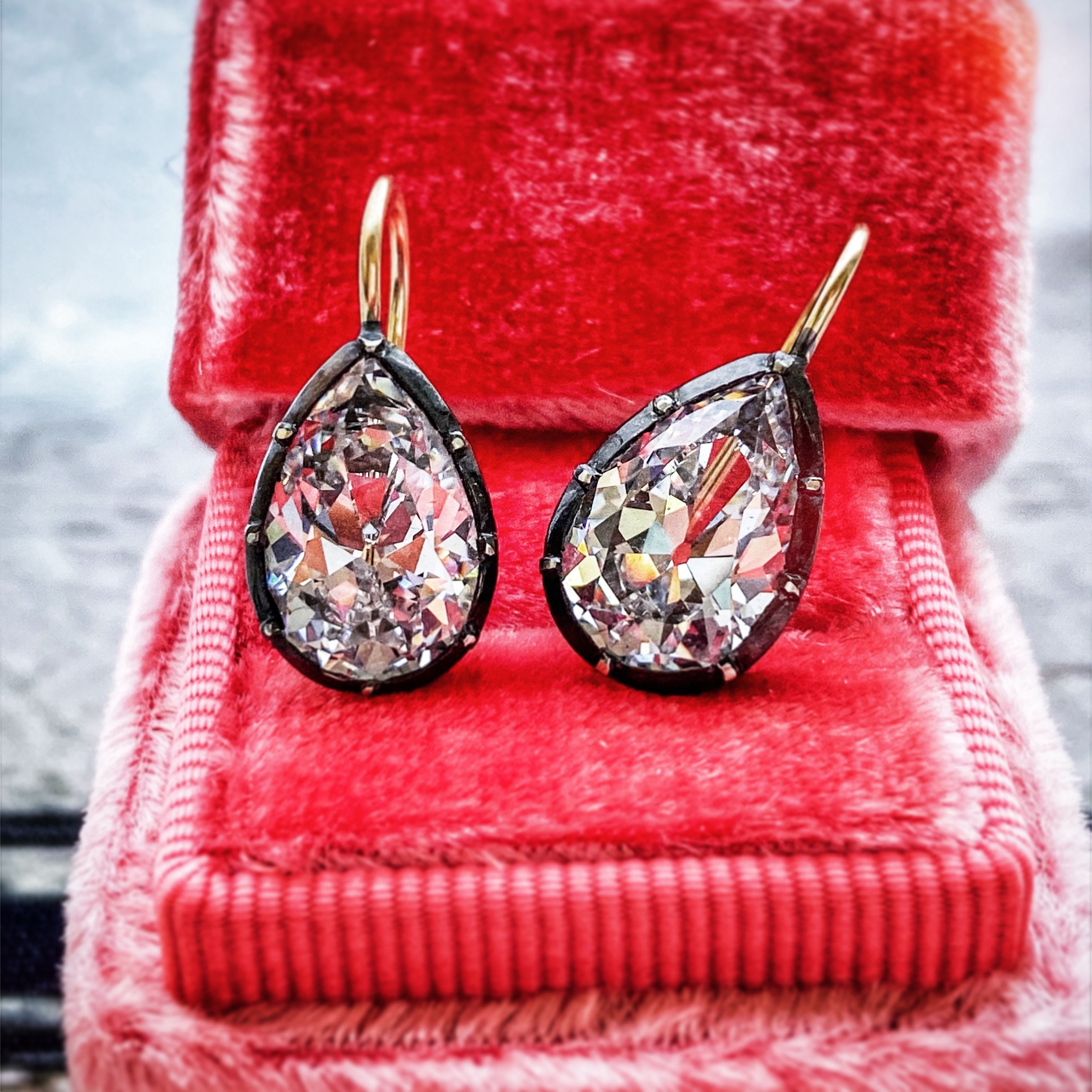 Georgian Victorian Reproduction Antique Pear Cut Diamond Paste