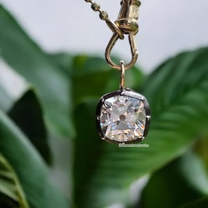 Georgian Victorian Style Culet Antique Cushion Old Mine Cut Diamond Paste Cubic Zirconia Pendant Charm