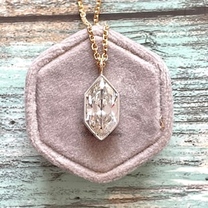 Art Deco / Edwardian Style Antique Hexagon Duchess Cut Diamond Paste Cubic Zirconia Pendant Charm