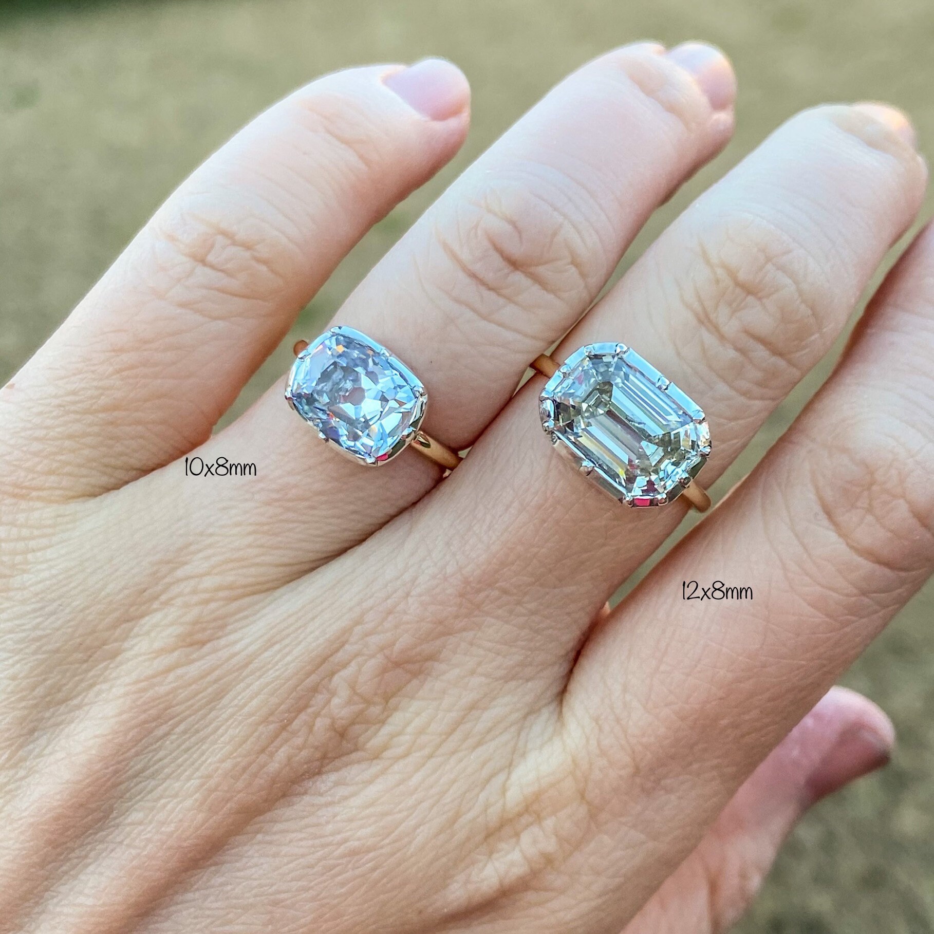 StarGems 2ct Moissanite Emerald Cut Ring - 925 Silver Platinum Plated With Zirconia, Size Adjustable