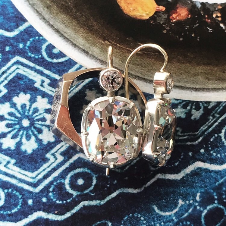 Georgian Victorian Reproduction 2 Stone Diamond Paste Drop