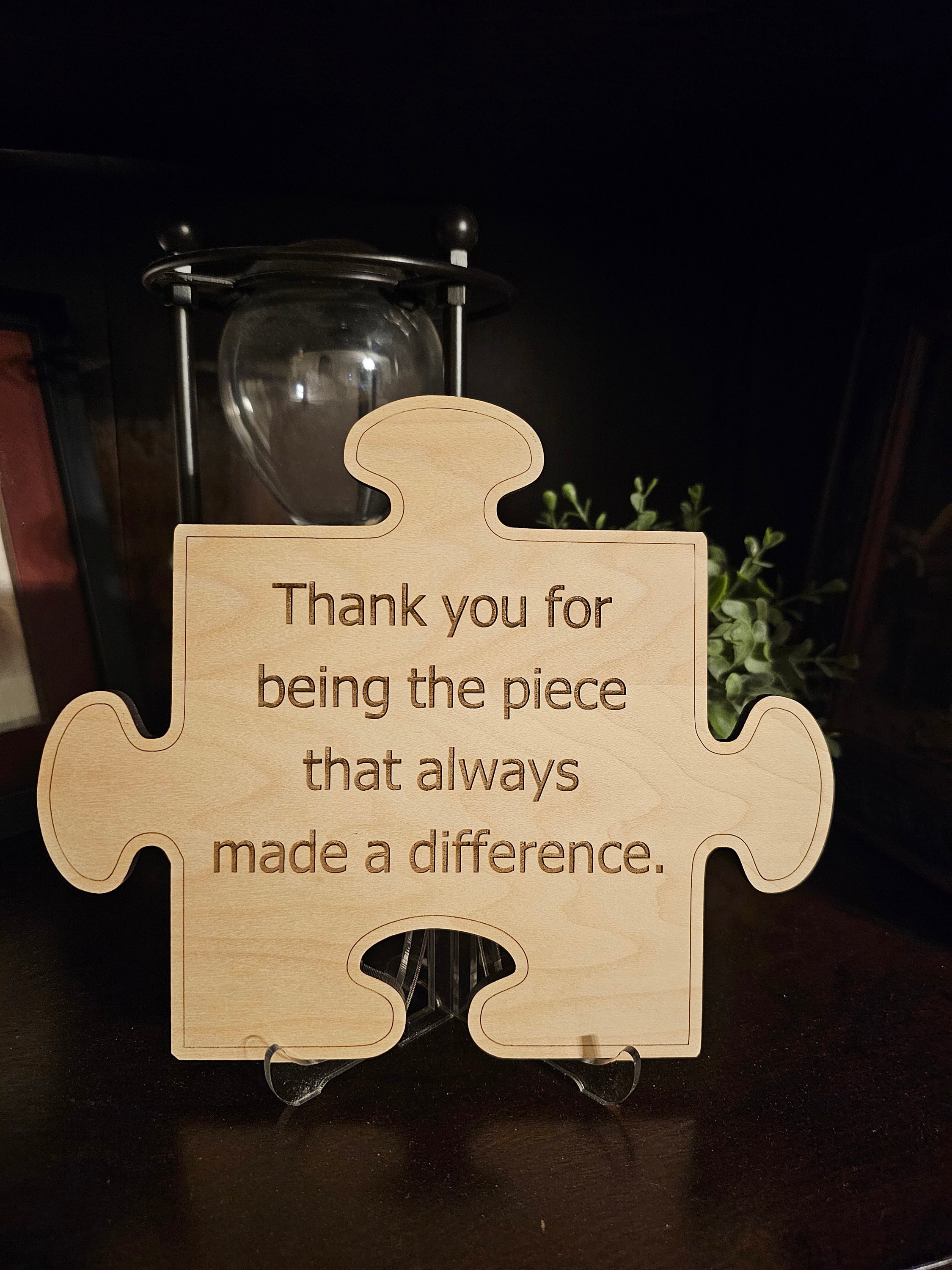 Team Member Appreciation Gift - Puzzle Piece Thank You Sign, Wooden Employee Recognition Decor For Colleagues & Boss