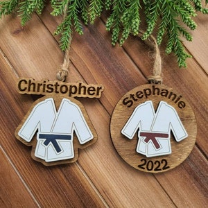 Karate gift, personalized Karate ornament, Martial Arts Christmas ornament, belt ranking gift image 1