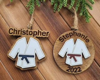 Karate gift, personalized Karate ornament, Martial Arts Christmas ornament, belt ranking gift