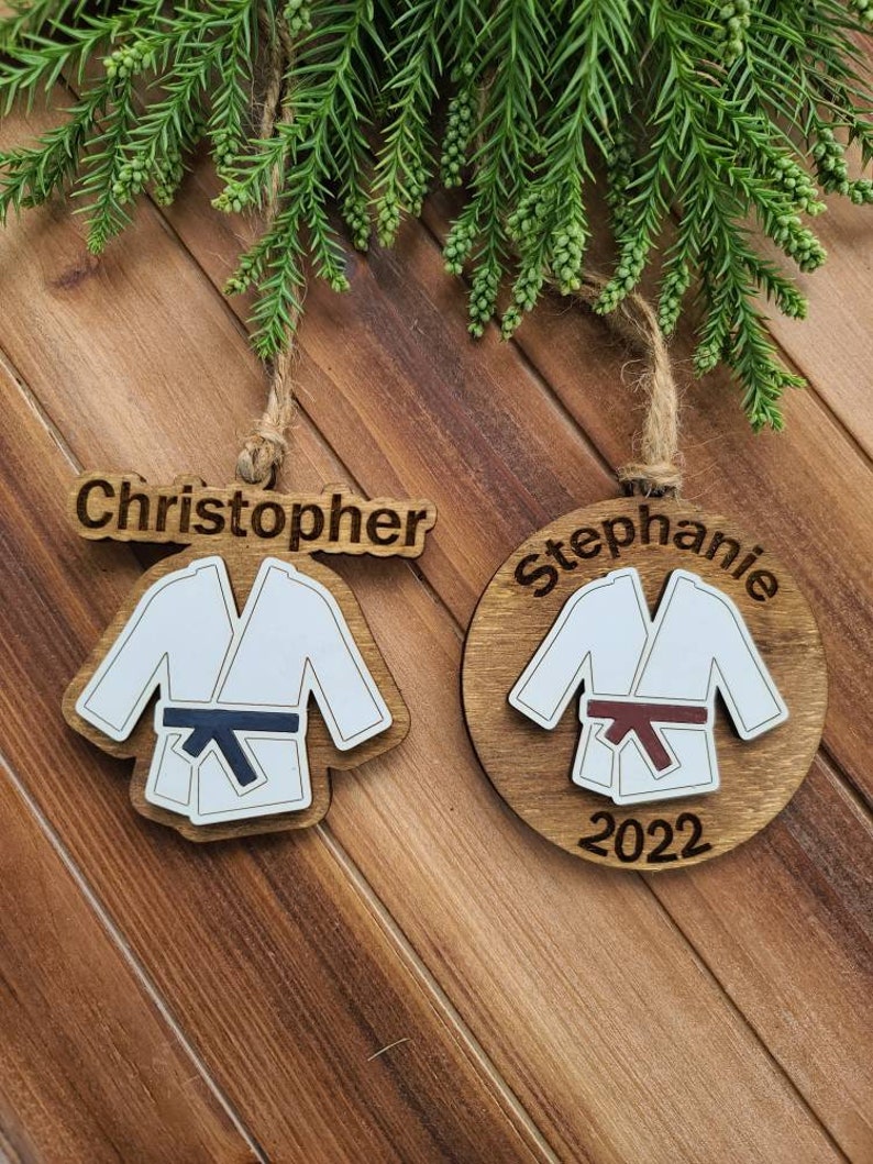 Karate gift, personalized Karate ornament, Martial Arts Christmas ornament, belt ranking gift image 1