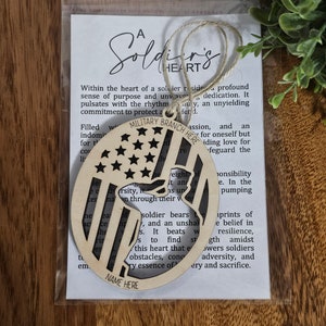 Personalized Military Wood Ornament, Gift for Military Family, Mother&#39;s or Father&#39;s Day Present for Military Parent, Blue Star family gift