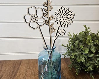 wooden birth month flowers, make your own birth month bouquet, perfect gift for mom or grandma, desk decor, couples gift, Mother’s Day