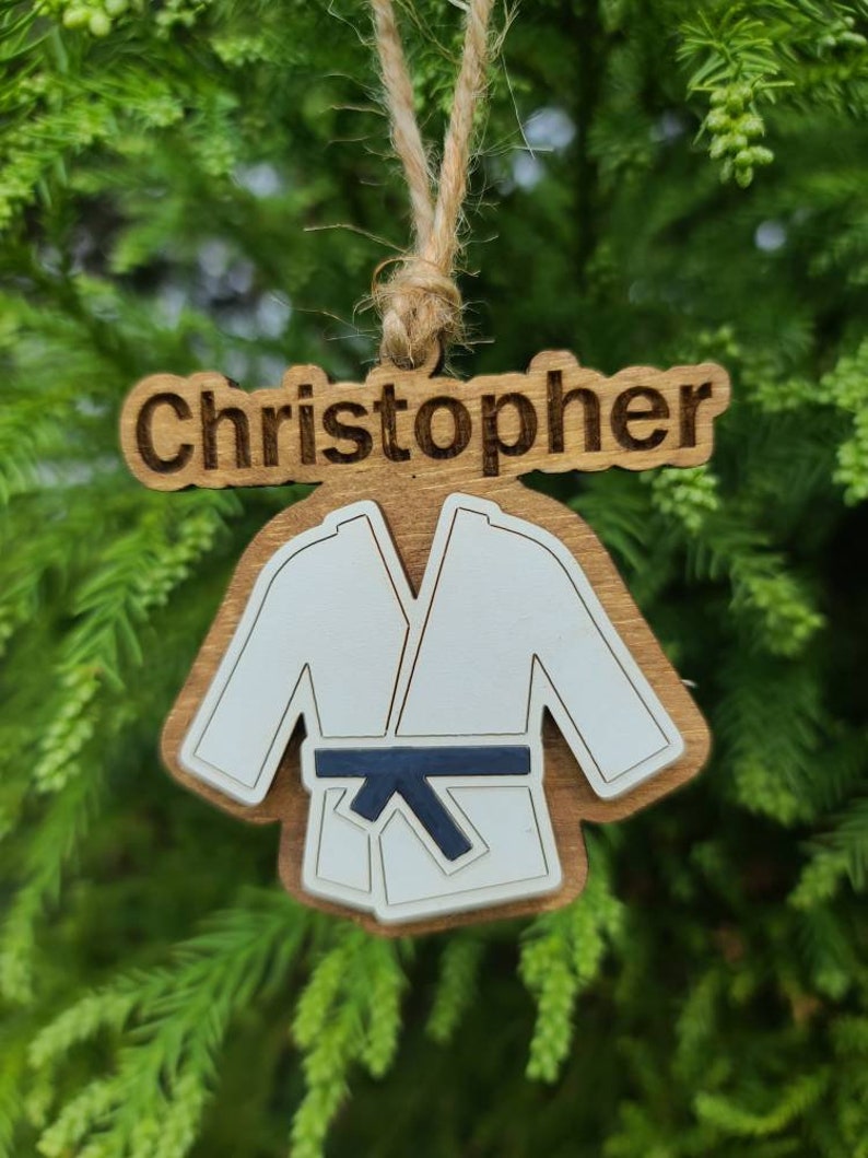 Karate gift, personalized Karate ornament, Martial Arts Christmas ornament, belt ranking gift image 3