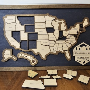 USA Travel Map, wooden states map, travel tracker, wedding gift, wood travel map, gift for traveler, gift for family, graduation gift