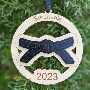 Karate gift, personalized Karate ornament, Martial Arts Christmas ornament, belt ranking gift