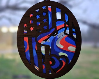 Military Suncatcher, Gift for Military Family, Mother's or Father's Day Present for Military Parent, Blue Star family gift