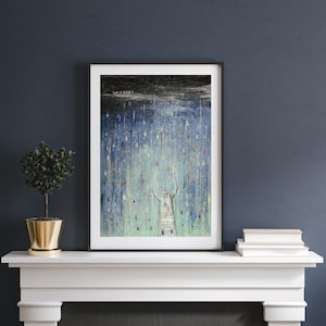 Fine Art Print 'Let it RAIN!' Heavens Healing Streams Colour Raindrops Breakthrough Outpouring Surrender Prayer Praise Intercession A5 A4 A3