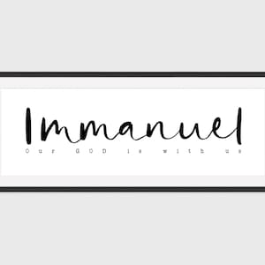 B+W Print 'Immanuel - Our GOD is with us' Matthew 1:23 Isaiah 7v14 Panoramic Wall Art Sign Bible Hebrew Names of God Christian Jewish Faith