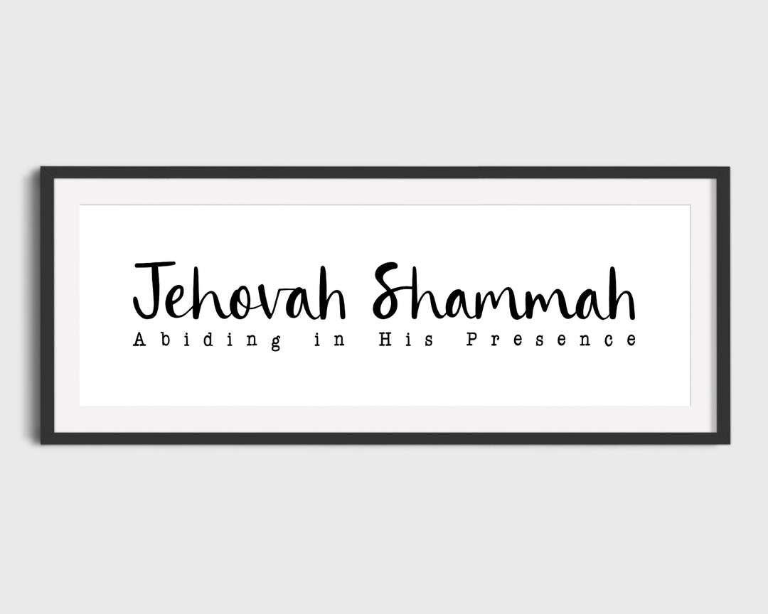 B+W Print 'jehovah Shammah - Abiding in His Presence' Ezekiel 48:35 Panoramic Wall Sign Bible ...