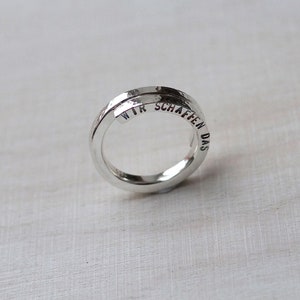 Silver ring We can do it, spiral ring made of 925 silver, statement ring, spiral ring with engraved saying, double ring image 1