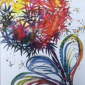 A4 Print/ Art Print/ Wall Art Print/ Flower Art Print/ Floral Art Print/ Allium Art Print