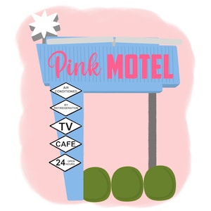 The Pink Motel Sign, Motel Sign Art, Digital Download, Retro Motel Sign Art, Retro Signage, Motel Signage, Vintage Motel Sign, Motel Art