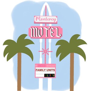 The Monterey Motel Sign, Motel Sign Art, Digital Download, Retro Motel Sign Art, Retro Signage, Motel Signage, Vintage Motel Sign, Motel Art