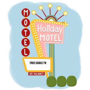 The Holiday Motel Sign, Motel Sign Art, Digital Download, Retro Motel Sign Art, Retro Signage, Motel Signage, Vintage Motel Sign, Motel Art