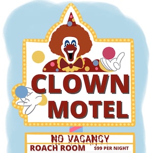 The Clown Motel Sign, Motel Sign Art, Digital Download, Retro Motel Sign Art, Retro Signage, Motel Signage, Vintage Motel Sign, Motel Art