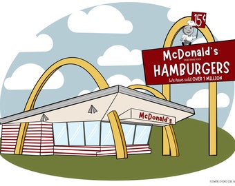 McDonald's Retro-Inspired Art, Restaurant Signage, Vintage Sign Art Digital Download Print, Instant Download, Home Decor