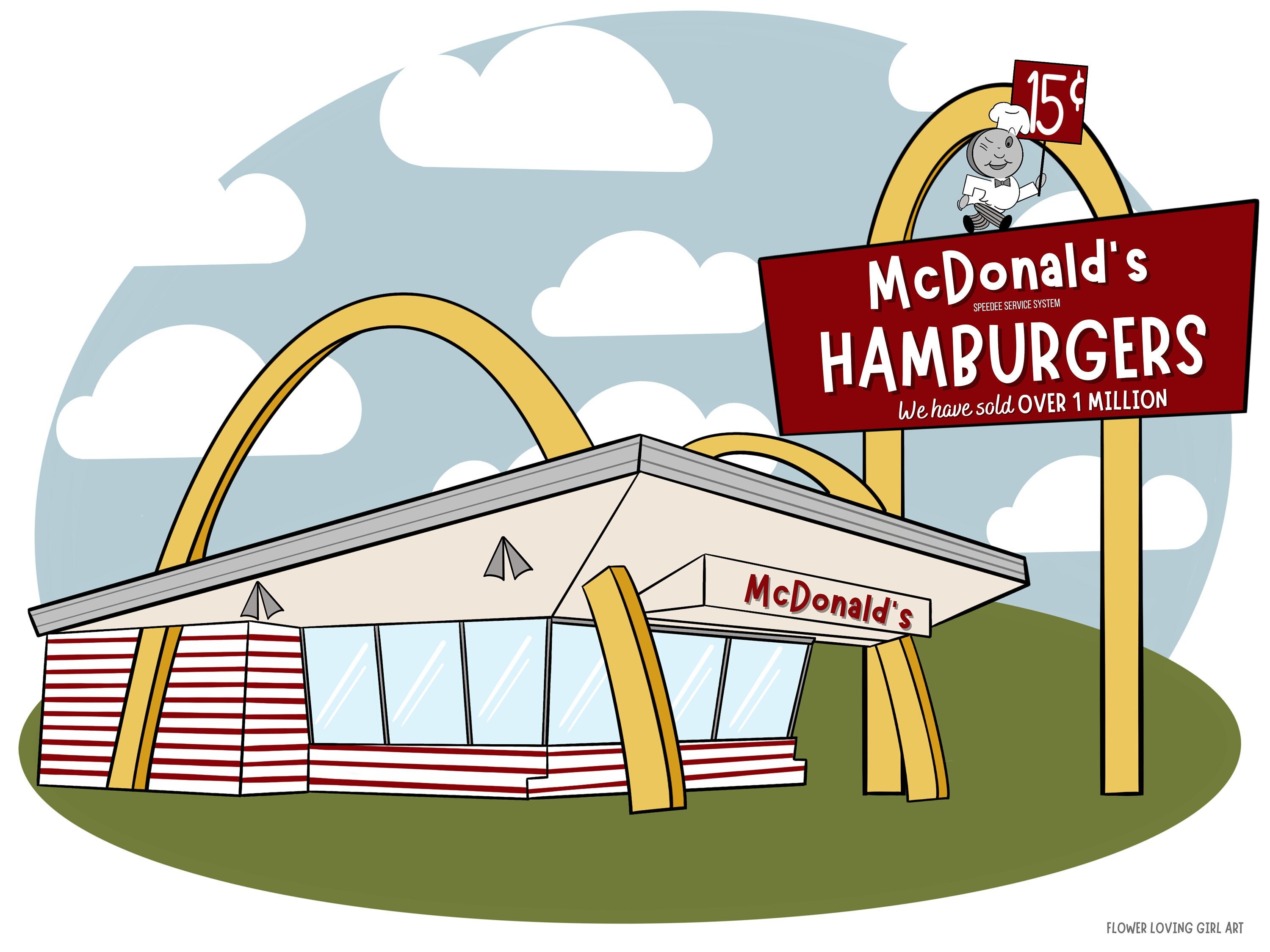 Mcdonald's Retro-inspired Art, Restaurant Signage, Vintage Sign