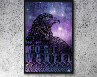 Affiche encadrée, Aigle d’or avec star sky, galaxie, cosmique, univers, impression d’art