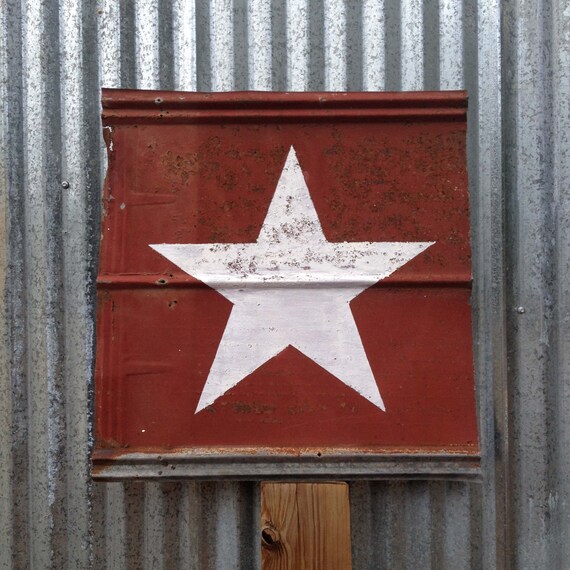 Star White Paint On Old Red Barn Metal 28x28 Inches Metal Etsy