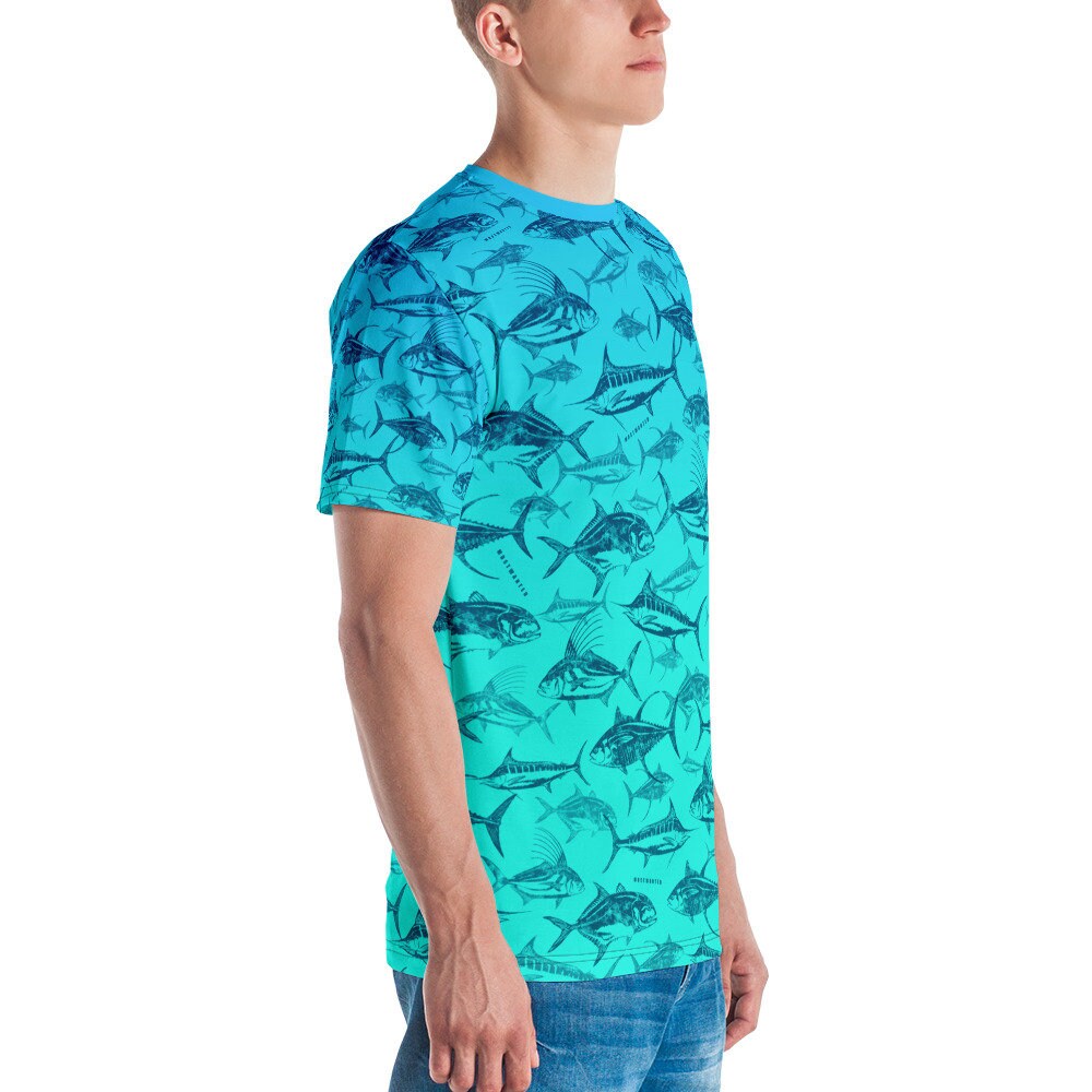 Unisex T-shirt Allover Fish Print Tuna Marlin Jack - Etsy