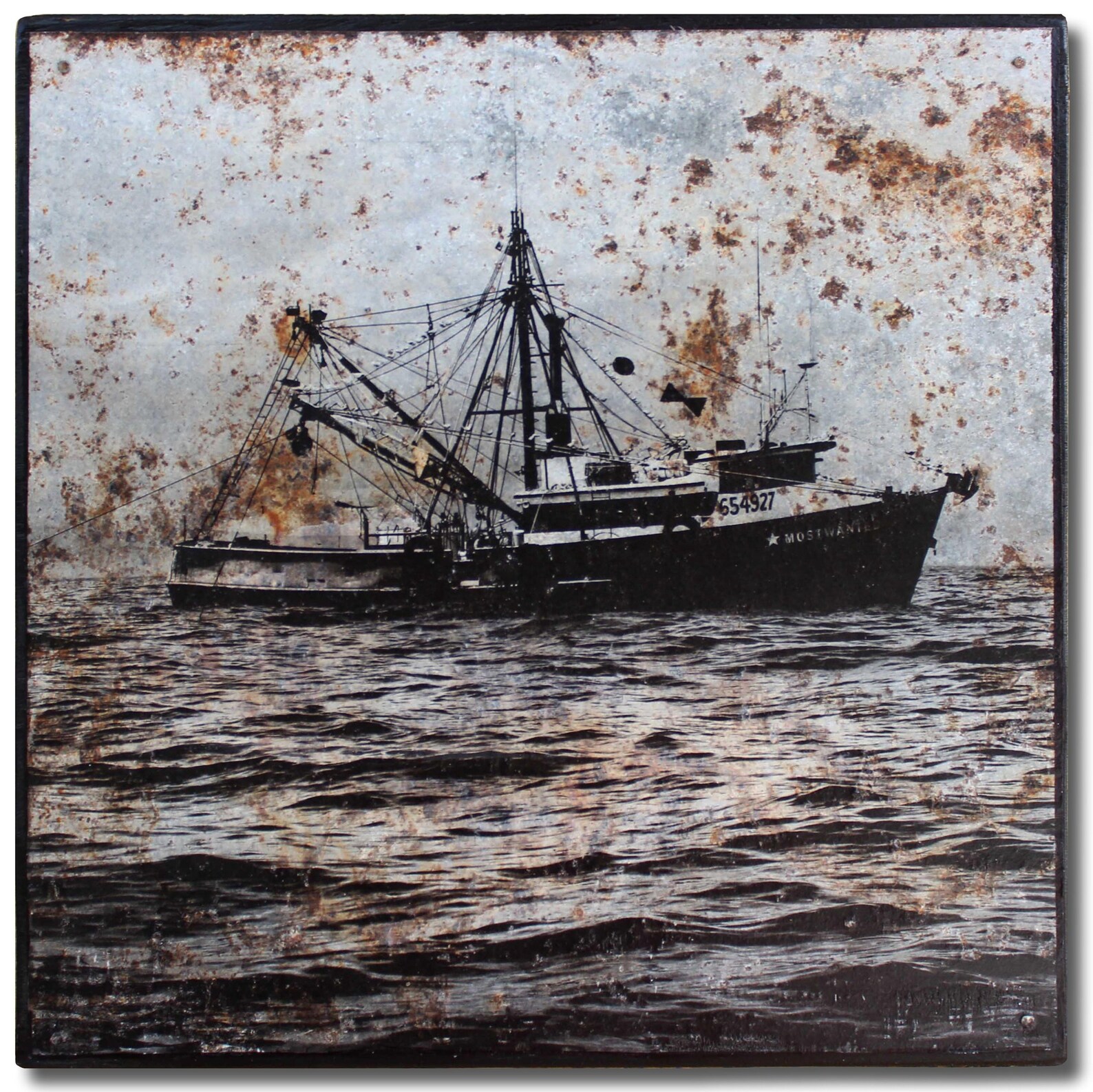 Shrimp Boat Offshore Photo Artwork Transfer on Rusty Metal - Etsy