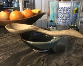 Handmade wooden kitchen utensil made from Myrtle wood, serving spoon, ergonomic spoon, short handle spoon, creative spoon.