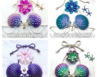 Ariel Clamkini - Little Mermaid Costume - 4 Styles of Purple Seashell Mermaid Top - Disney Ariel Cosplay - Adult & Kid sizes