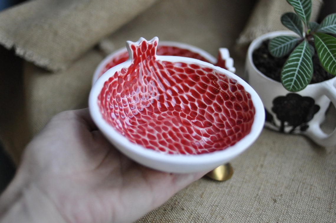 Cuenco de granada y taza vajilla de frutas de cerámica hecha | Etsy