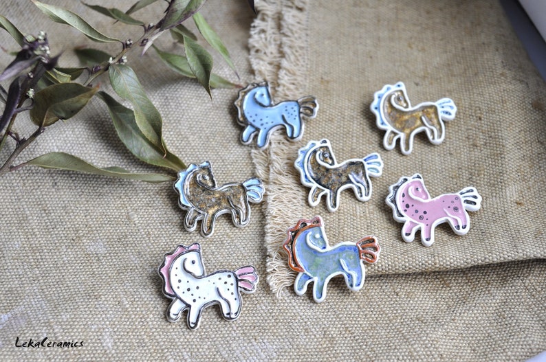 Artisan ceramic vegan brooch