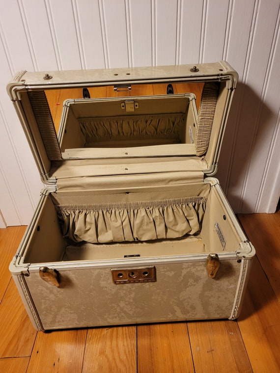 Vintage Samsonite Train Case, Cream Marble Small … - image 7