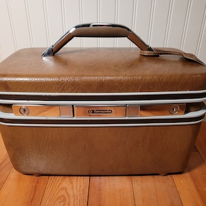 Vintage Samsonite Train case, Retro Luggage Makeup Case Vintage Luggage Brown case, Train Case, Vintage Samsonite, 1970&#39;s Luggage