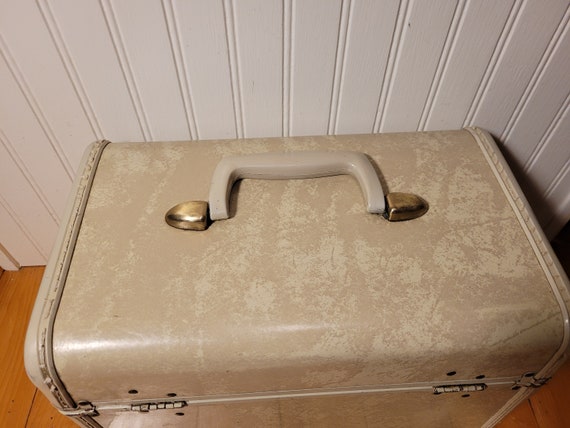 Vintage Samsonite Train Case, Cream Marble Small … - image 5